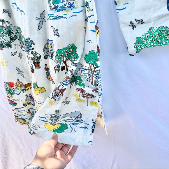 BODEN | CLEO LINEN TIE WAIST DRESS IN IVORY AMALFI COAST PRINT SIZE 6 - Picture 9 of 10